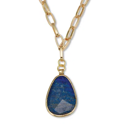 Palm Beach Jewelry Genuine Blue Sodalite Goldtone Drop Necklace 20-inch