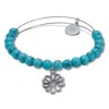 Palm Beach Jewelry Genuine Blue Turquoise Silvertone Heart Charm Bangle, 7.5 Inches