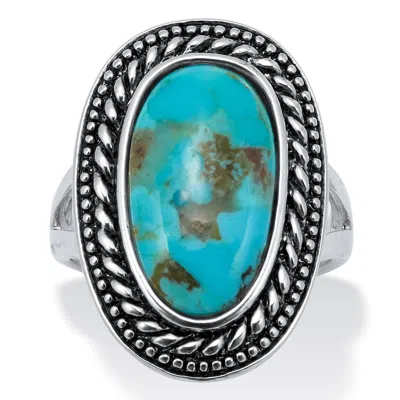 Palm Beach Jewelry Genuine Blue Turquoise Sterling Silver Ring In White