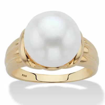 Palm Beach Jewelry Genuine Cultured Pearl Gold-plated Silver Ring In Yellow