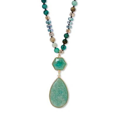Palm Beach Jewelry Genuine Green Aventurine Goldtone Beaded Drop Necklace 36-inch