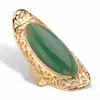Palm Beach Jewelry Genuine Green Jade 14k Gold-plated Sterling Silver Oval Cabochon Scroll Ring