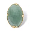 Palm Beach Jewelry Genuine Green Jade 18k Gold-plated Oval Cabochon Cocktail Ring In Green