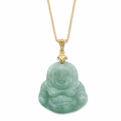 Palm Beach Jewelry Genuine Green Jade 18k Gold-plated Sterling Silver Buddha Pendant Necklace 18"