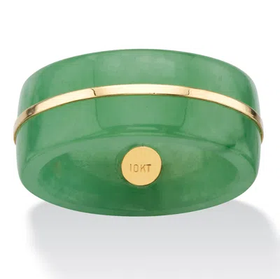 Palm Beach Jewelry Genuine Green Jade And 10k Yellow Gold Striped Ring