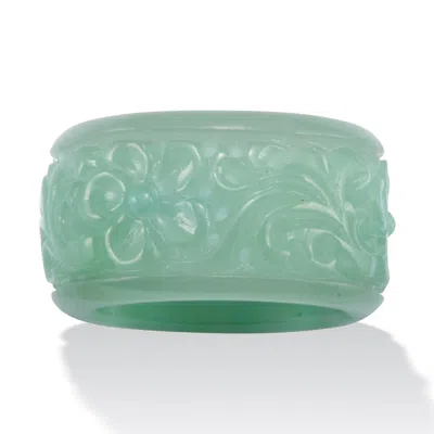 Palm Beach Jewelry Genuine Green Jade Flower Eternity Band