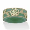 Palm Beach Jewelry Genuine Green Jade Goldtone-plated Silver Band In Yellow