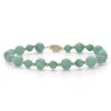 Palm Beach Jewelry Genuine Green Jade Solid 10k Yellow Gold Round Beaded Bracelet 8"