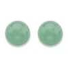 Palm Beach Jewelry Genuine Green Jade Solid 14k Yellow Gold Ball Stud Earrings 7.5mm In Green