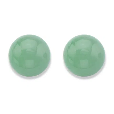 Palm Beach Jewelry Genuine Green Jade Solid 14k Yellow Gold Ball Stud Earrings 7.5mm