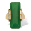 Palm Beach Jewelry Genuine Jade Gold-plated 925 Silver Ring In Yellow