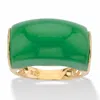 Palm Beach Jewelry Genuine Jade Gold-plated Silver Lucky Ring In Yellow