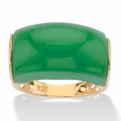Palm Beach Jewelry Genuine Jade Gold-plated Silver Lucky Ring In Yellow