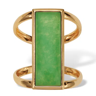 Palm Beach Jewelry Genuine Jade Gold-plated Sterling Silver Ring In Yellow