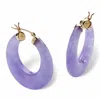 Palm Beach Jewelry Genuine Lavender Jade 14k Yellow Gold Hoop Earrings In Purple