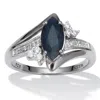 Palm Beach Jewelry Genuine Midnight Blue Sapphire And Cz Platinum-plated Sterling Silver Ring