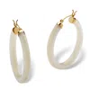 Palm Beach Jewelry Genuine Mother-of-pearl 14k Yellow Gold Hoop Earrings In White