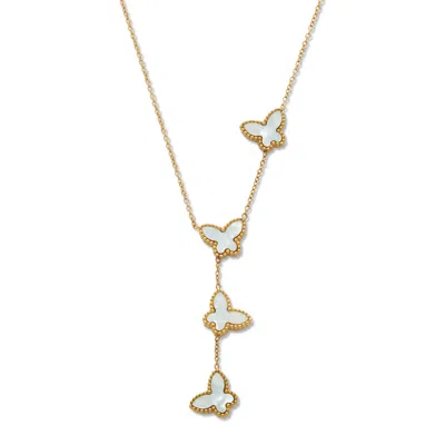 Palm Beach Jewelry Genuine Mother Of Pearl Gold Ion-plated Butterflies Necklace 18 To 20-inch