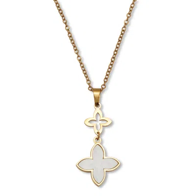 Palm Beach Jewelry Genuine Mother Of Pearl Gold Ion-plated Stainless Steel Necklace 16 To 18-inch