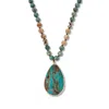 Palm Beach Jewelry Genuine Multicolor Jasper Beaded Goldtone Bezel Set Pendant Necklace 36 Inch