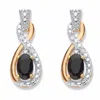 Palm Beach Jewelry Genuine Onyx And Diamond Accent Gold-plated Silver Crossover Drop Earrings In Black