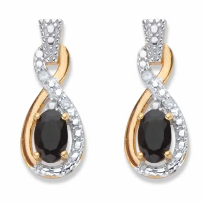 Palm Beach Jewelry Genuine Onyx And Diamond Accent Gold-plated Silver Crossover Drop Earrings In Black