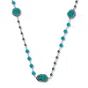 Palm Beach Jewelry Genuine Turquoise And Crystal Silvertone Beaded Drop Necklace 36-inch
