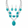 Palm Beach Jewelry Genuine Turquoise And Freshwater Pearl Silvertone Necklace And Earrings Set
