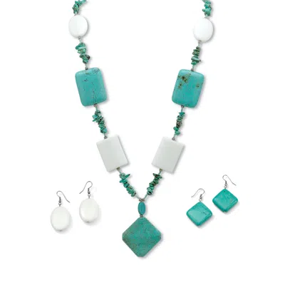 Palm Beach Jewelry Genuine Turquoise And Lucite 3 Piece Jewelry Set In Green