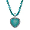 Palm Beach Jewelry Genuine Turquoise Antiqued Silvertone Heart Pendant Necklace, 34 Inches