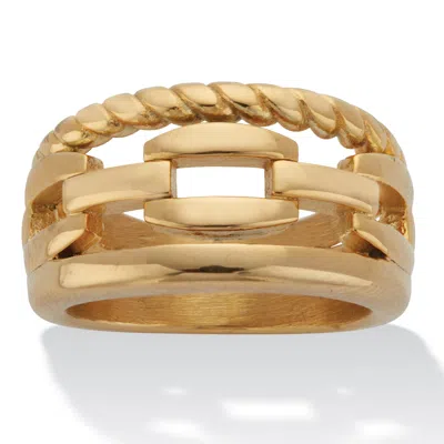 Palm Beach Jewelry Gold Ion-plated Rope And Link Style Ring In Yellow