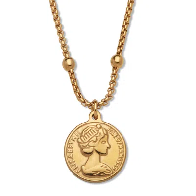 Palm Beach Jewelry Gold Ion-plated Stainless Steel Coin Pendant Necklace, 18 Inches In Yellow