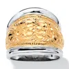 Palm Beach Jewelry Gold-plated .925 Sterling Silver Two-tone Scroll Motif Cigar Band Ring In Yellow