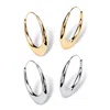 Palm Beach Jewelry Gold-plated And Sterling Silver Polished Puffed Hoop Earring Set 1 7/8 Inch In White