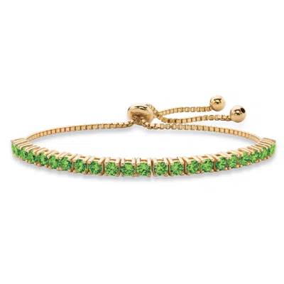 Palm Beach Jewelry Gold-plated Birthstone Crystal Drawstring Bracelet In Green