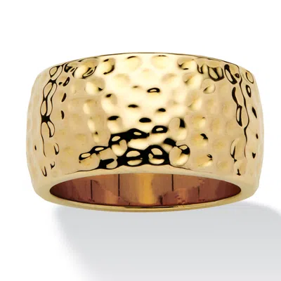 Palm Beach Jewelry Gold-plated Hammered-style Band 11mm In Yellow
