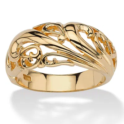 Palm Beach Jewelry Gold-plated Sterling Silver Swirl Dome Ring In Yellow