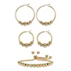 Palm Beach Jewelry Goldtone 4-piece Beaded Textured Earrings And Slider Bracelet Set 10" In Yellow