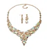 Palm Beach Jewelry Goldtone A Borealis Crystal & Simulated Pearl Earring & Necklace Set 18"-20.5"