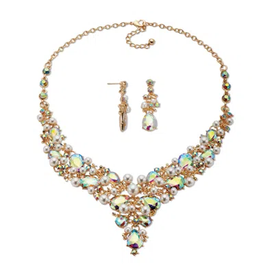 Palm Beach Jewelry Goldtone A Borealis Crystal & Simulated Pearl Earring & Necklace Set 18"-20.5" In Multi