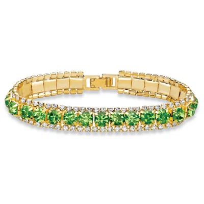 Palm Beach Jewelry Goldtone Birthstone And Crystal Bracelet 7" In Green
