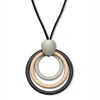 Palm Beach Jewelry Goldtone Nested Circle Pendant Cord Necklace 30-inch