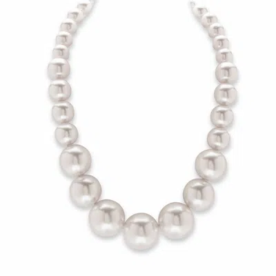 Palm Beach Jewelry Graduated Cream Simulated Pearl Silvertone Strand Necklace 18" - 21"