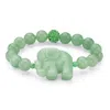 Palm Beach Jewelry Green Agate Elephant And Simulated Emerald Beaded Stretch Bracelet 8"
