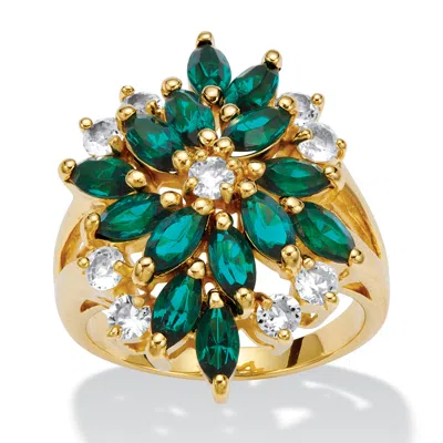 Palm Beach Jewelry Green Crystal 18k Gold-plated Cluster Ring.