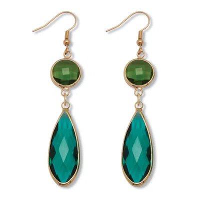 Palm Beach Jewelry Green Crystal Goldtone Drop Earrings