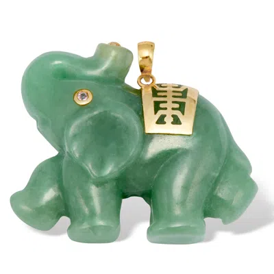 Palm Beach Jewelry Green Jade 14k Gold Lucky Elephant Charm Pendant