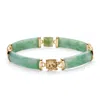 Palm Beach Jewelry Green Jade Dragon Link Bracelet In Gold-plated .925 Sterling Silver 7.25" In Green