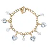Palm Beach Jewelry Heart-shaped And Round Crystal Goldtone Charm Toggle Bracelet 7.5"