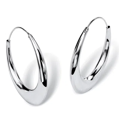 Palm Beach Jewelry Hoop Earrings In .925 Sterling Silver In White